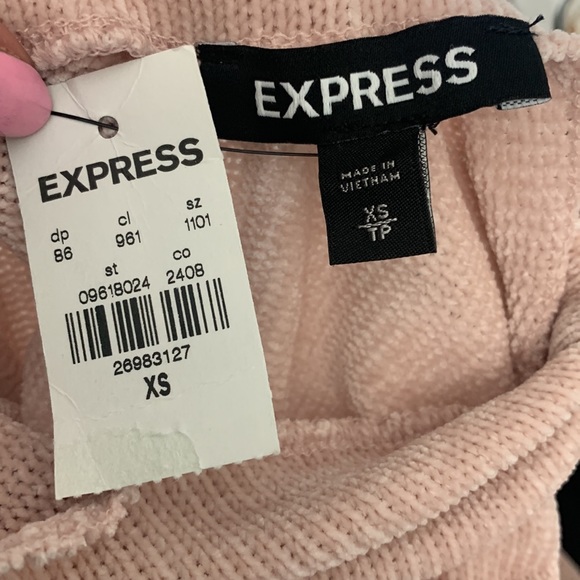 NWT Express Supersoft Chenille Mock Neck Ruch Shoulder Long Sleeve Top Blush XS - Picture 8 of 8